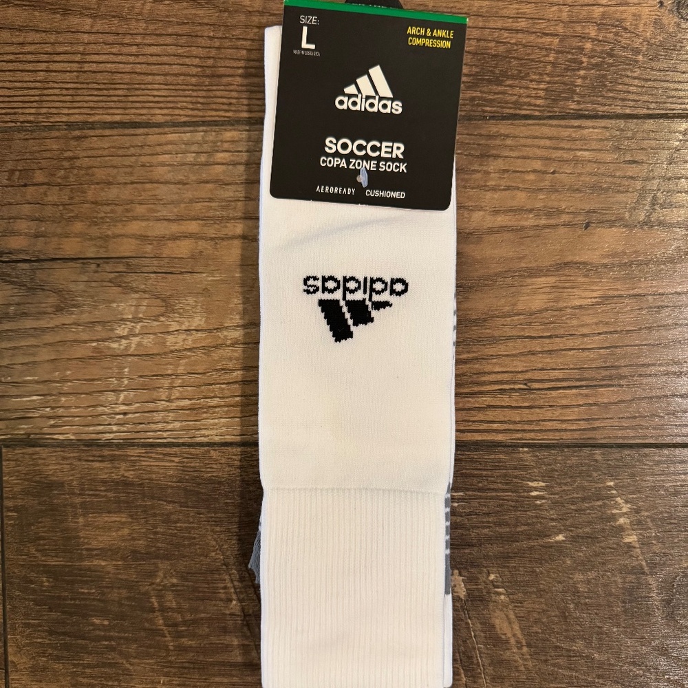 NWT - Adidas Copa Zone Soccer Sock - sz L - All White